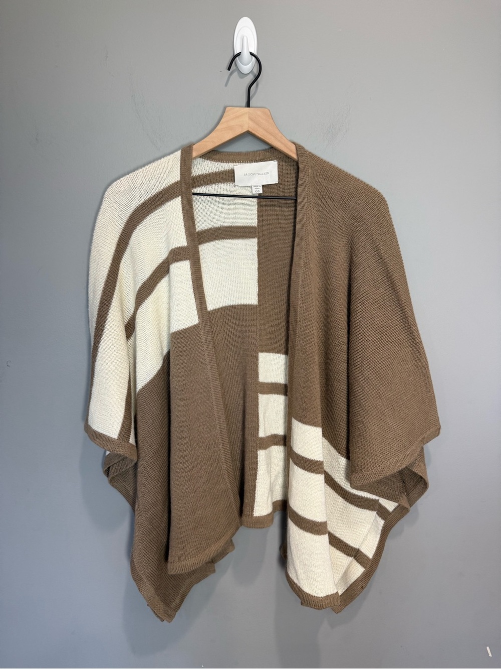 Brochu Walker Brown & Cream Striped Knit Poncho